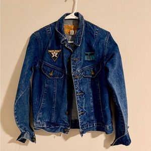 Vintage 1980-1990s Blue Denim Jacket with Patches